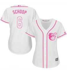 Women's Majestic Baltimore Orioles #6 Jonathan Schoop Authentic White Fashion Cool Base MLB Jersey