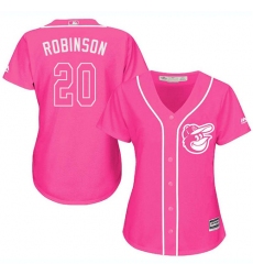 Women's Majestic Baltimore Orioles #20 Frank Robinson Replica Pink Fashion Cool Base MLB Jersey