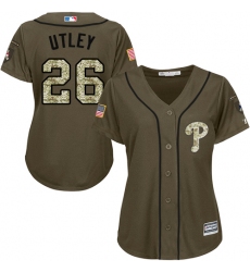 Women's Majestic Philadelphia Phillies #26 Chase Utley Authentic Green Salute to Service MLB Jersey