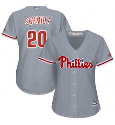 Women's Majestic Philadelphia Phillies #20 Mike Schmidt Replica Grey Road Cool Base MLB Jersey