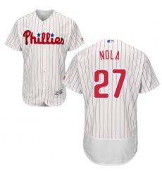 Men's Majestic Philadelphia Phillies #27 Aaron Nola White Home Flex Base Authentic Collection MLB Jersey