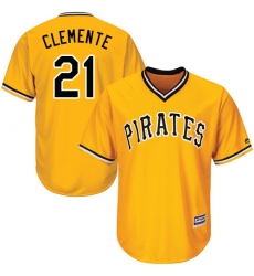 Men's Majestic Pittsburgh Pirates #21 Roberto Clemente Replica Gold Alternate Cool Base MLB Jersey