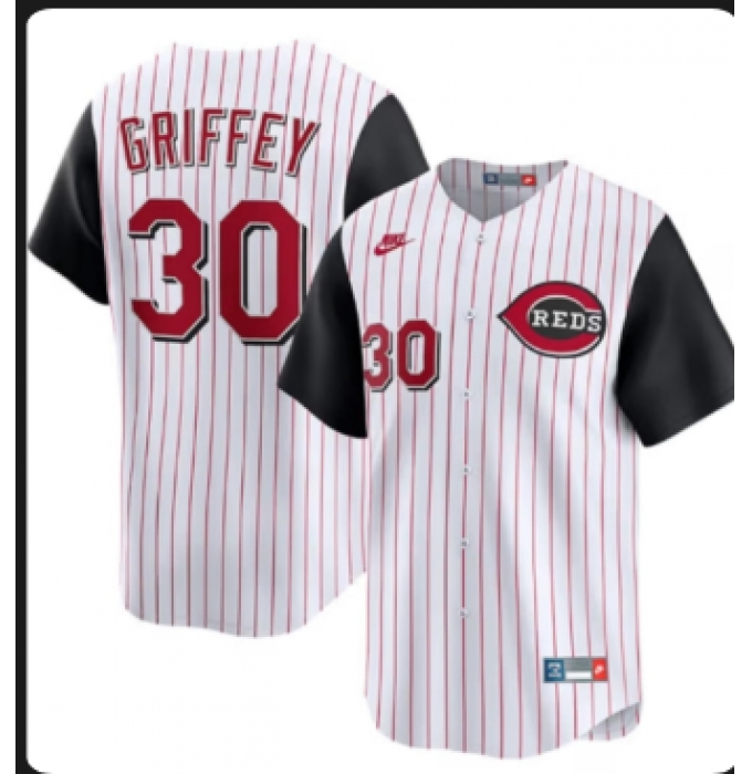 Men's Cincinnati Reds #30 Ken Griffey White Home Limited Stitched Baseball Jersey