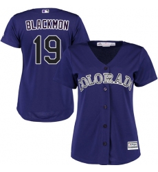 Women's Majestic Colorado Rockies #19 Charlie Blackmon Authentic Purple Alternate 1 Cool Base MLB Jersey