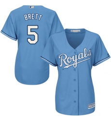 Women's Majestic Kansas City Royals #5 George Brett Replica Light Blue Alternate 1 Cool Base MLB Jersey
