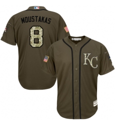 Youth Majestic Kansas City Royals #8 Mike Moustakas Authentic Green Salute to Service MLB Jersey