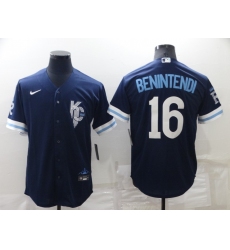 Men's Kansas City Royals #16 Bo Jackson 2022 Navy Blue City Connect Cool Base Jersey