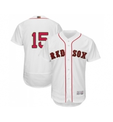 Men's Boston Red Sox #15 Dustin Pedroia White 2019 Gold Program Flex Base Authentic Collection Baseball Jersey