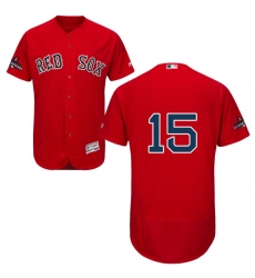 Men's Majestic Boston Red Sox #15 Dustin Pedroia Red Alternate Flex Base Authentic Collection 2018 World Series Champions MLB Jersey