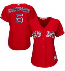 Women's Majestic Boston Red Sox #5 Nomar Garciaparra Authentic Red Alternate Home MLB Jersey
