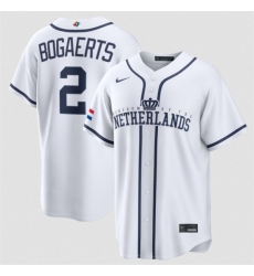 Men's Netherlands Baseball #2 Xander Bogaerts White 2026 World Baseball Classic Home Stadium Stitched Jersey