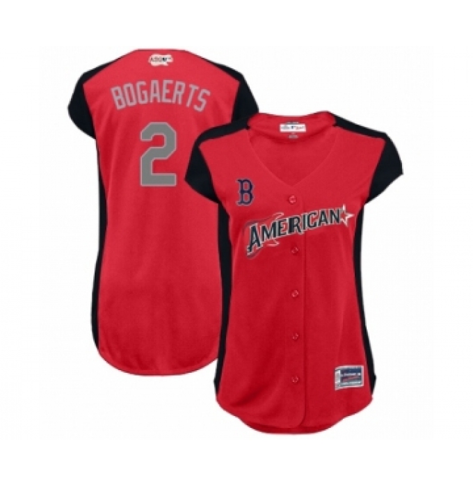 Women's Boston Red Sox #2 Xander Bogaerts Authentic Red American League 2019 Baseball All-Star Jersey
