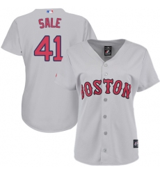 Women's Majestic Boston Red Sox #41 Chris Sale Authentic Grey Road MLB Jersey