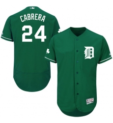 Men's Majestic Detroit Tigers #24 Miguel Cabrera Green Celtic Flexbase Authentic Collection MLB Jersey