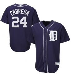 Youth Majestic Detroit Tigers #24 Miguel Cabrera Authentic Navy Blue Cool Base MLB Jersey