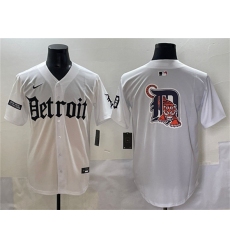 Men's Detroit Tigers Team Big Logo White 'Motor Gothic Edition' Vapor Premier Limited Stitched Baseball Jersey