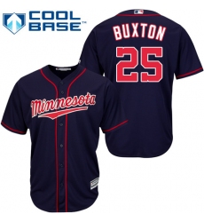 Youth Majestic Minnesota Twins #25 Byron Buxton Replica Navy Blue Alternate Road Cool Base MLB Jersey