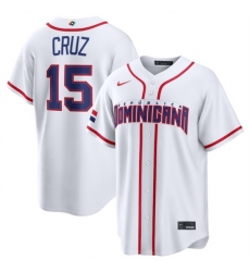 Men's Dominican Republic Baseball #15 Oneil Cruz White 2026 World Baseball Classic Home Stadium Stitched Jersey