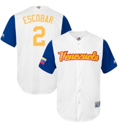 Men's Venezuela Baseball Majestic #2 Alcides Escobar White 2017 World Baseball Classic Replica Team Jersey