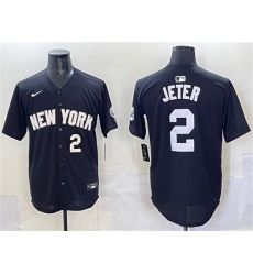 Men's New York Yankees #2 Derek Jeter Black Limited Stitched Baseball Jersey