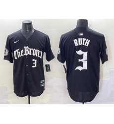 Men's New York Yankees #3 Babe Ruth Black 'Gothic Legacy Edition' Vapor Premier Limited Stitched Baseball Jersey