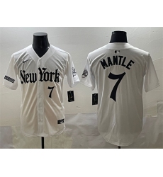 Men's New York Yankees #7 Mickey Mantle White 'Gothic Legacy Edition' Vapor Premier Limited Stitched Baseball Jersey