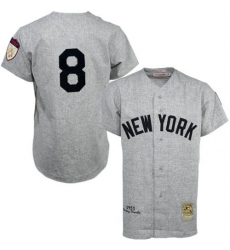 Men's Mitchell and Ness 1951 New York Yankees #8 Yogi Berra Authentic Grey Throwback MLB Jersey
