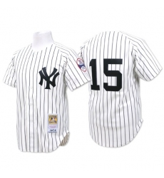 Men's Mitchell and Ness New York Yankees #15 Thurman Munson Authentic White Throwback MLB Jersey