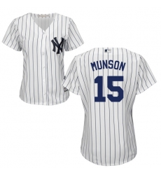 Women's Majestic New York Yankees #15 Thurman Munson Authentic White Home MLB Jersey