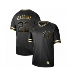Men's New York Yankees #22 Jacoby Ellsbury Authentic Black Gold Fashion Baseball Jersey