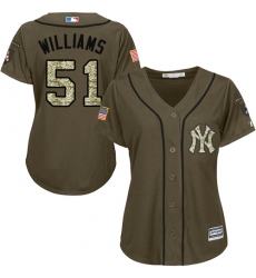 Women's Majestic New York Yankees #51 Bernie Williams Authentic Green Salute to Service MLB Jersey