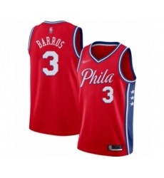 Men's Philadelphia 76ers #3 Dana Barros Authentic Red Finished Basketball Jersey - Statement Edition