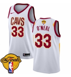 Men's Nike Cleveland Cavaliers #33 Shaquille O'Neal Authentic White 2018 NBA Finals Bound NBA Jersey - Association Edition