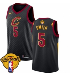 Men's Nike Cleveland Cavaliers #5 J.R. Smith Authentic Black 2018 NBA Finals Bound NBA Jersey Statement Edition