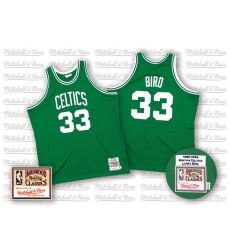 Men's Mitchell and Ness Boston Celtics #33 Larry Bird Authentic Green Throwback NBA Jersey