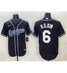 Men's Los Angeles Dodgers #6 H.S.Kim Black Cool Base Stitched Baseball Jersey