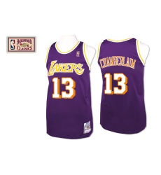 Men's Mitchell and Ness Los Angeles Lakers #13 Wilt Chamberlain Authentic Purple Throwback NBA Jersey