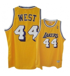 Men's Mitchell and Ness Los Angeles Lakers #44 Jerry West Swingman Gold Throwback NBA Jersey