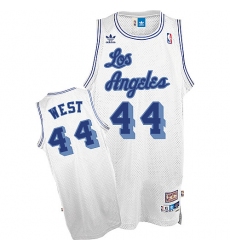 Men's Mitchell and Ness Los Angeles Lakers #44 Jerry West Swingman White Throwback NBA Jersey