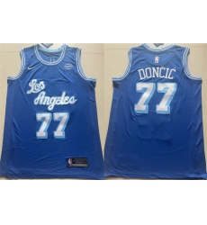 Men's Los Angeles Lakers #77 Luka Doncic Blue 2025 Stitched Basketball Jersey