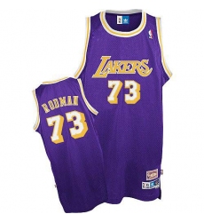 Men's Mitchell and Ness Los Angeles Lakers #73 Dennis Rodman Authentic Purple Throwback NBA Jersey
