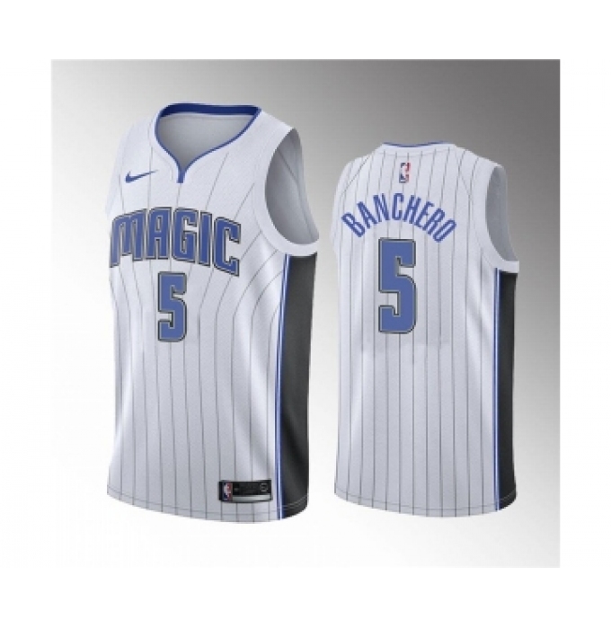 Men's Orlando Magic #5 Paolo Banchero White 2022 Draft Basketball Stitched Jersey