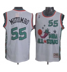 Men's Mitchell and Ness Denver Nuggets #55 Dikembe Mutombo Swingman White 1996 All Star Throwback NBA Jersey