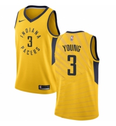 Men's Nike Indiana Pacers #3 Joe Young Authentic Gold NBA Jersey Statement Edition