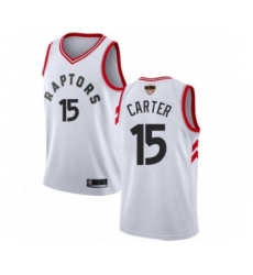 Women's Toronto Raptors #15 Vince Carter Swingman White 2019 Basketball Finals Bound Jersey - City Edition