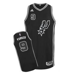 Men's Adidas San Antonio Spurs #9 Tony Parker Swingman Black New Road NBA Jersey