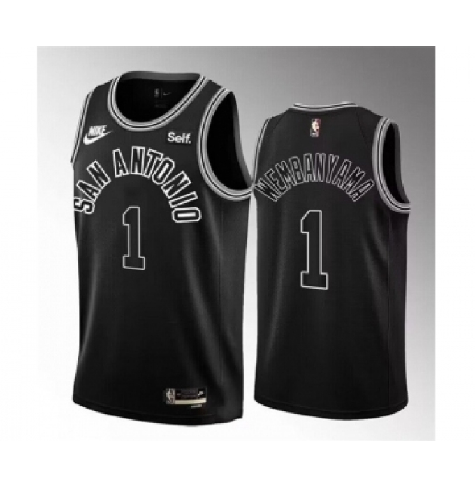Men's San Antonio Spurs #1 Victor Wembanyama Black 2022-23 Classic Edition Stitched Basketball Jersey