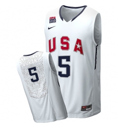 Men's Nike Team USA #5 Kevin Durant Authentic White 2010 World Basketball Tournament Jersey