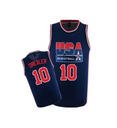 Men's Nike Team USA #10 Clyde Drexler Swingman Navy Blue 2012 Olympic Retro Basketball Jersey