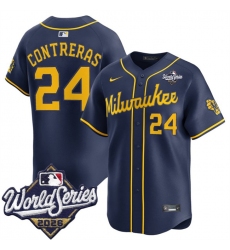 Men's Milwaukee Brewers #24 William Contreras Navy 2026 World Series Alternate Limited Stitched Baseball Jersey